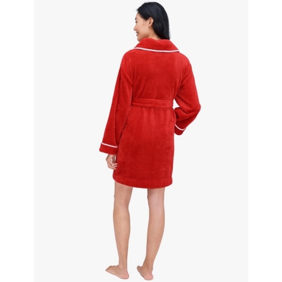 NWT Kate Spade New York Chenille Robe Fuzzy Red Size XS Small - Picture 3 of 15